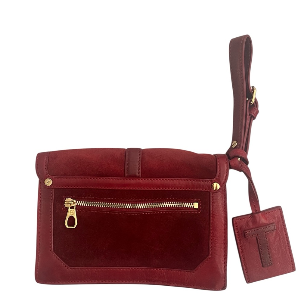 Tory Burch “Vivian” Wristlet / Clutch in Red Leather & Suede - c 2010’s - Picture 2 of 6